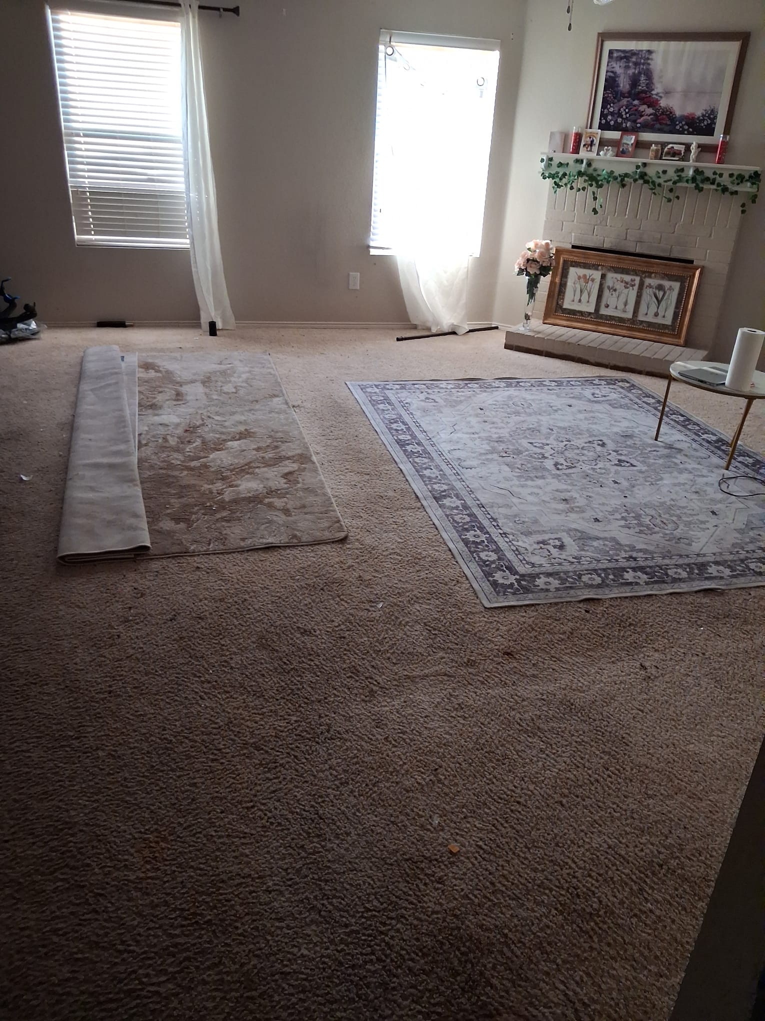Living room cleared after furniture removal